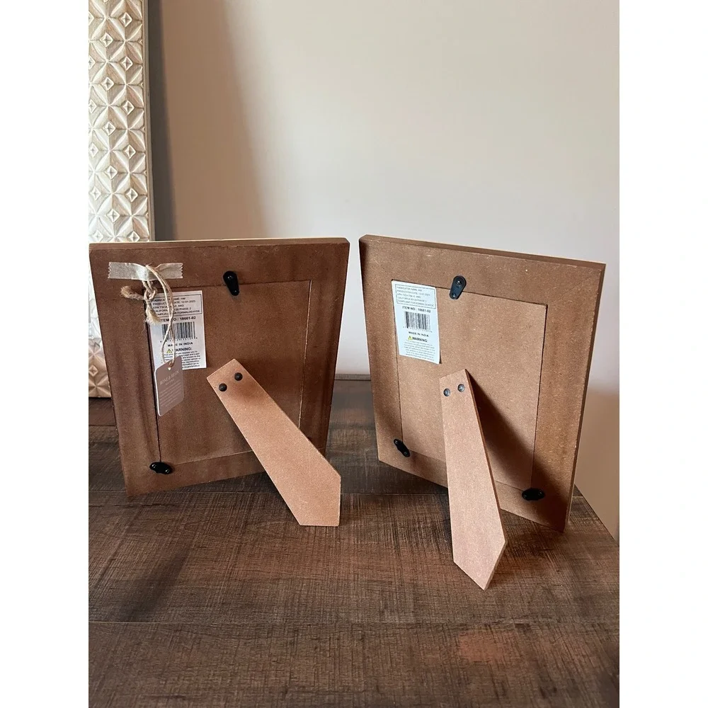 Set of 2 Bone and Resin 5x7 Picture Frames Cream Basketweave Handmade India